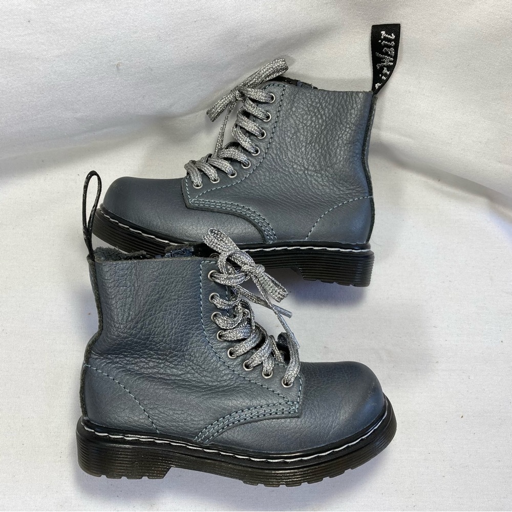 Dr. Martens 1460 Pascal T Docs Toddler Kids Size 8 Pascal Gunmetal Gray Boots - Picture 3 of 11